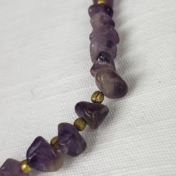 Purple Amethyst Larger Stones With Gold Tone Beading - Picture 3 of 6